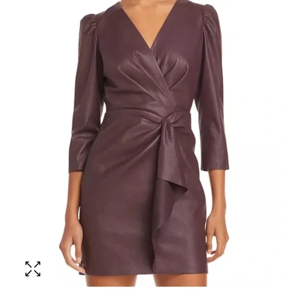 Rebecca Taylor Women's Vegan Leather Wrap Dress, Size 8